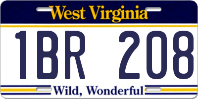 WV license plate 1BR208