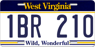 WV license plate 1BR210