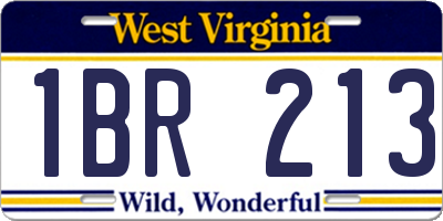 WV license plate 1BR213