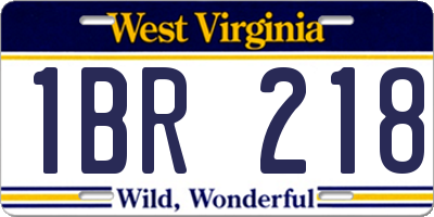 WV license plate 1BR218