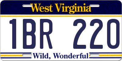 WV license plate 1BR220