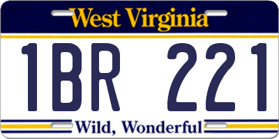 WV license plate 1BR221