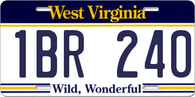 WV license plate 1BR240