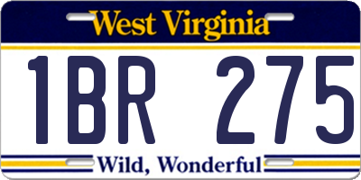 WV license plate 1BR275