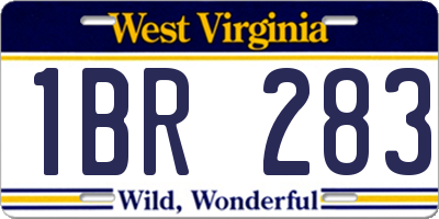 WV license plate 1BR283