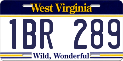 WV license plate 1BR289