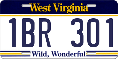 WV license plate 1BR301