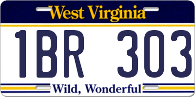 WV license plate 1BR303