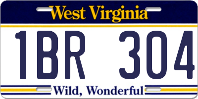 WV license plate 1BR304