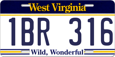 WV license plate 1BR316