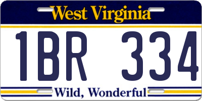 WV license plate 1BR334