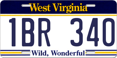 WV license plate 1BR340