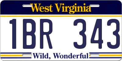WV license plate 1BR343