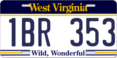 WV license plate 1BR353