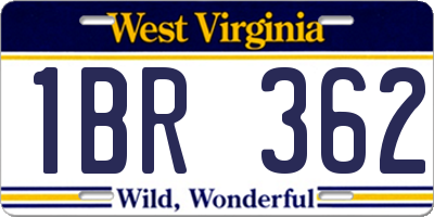 WV license plate 1BR362