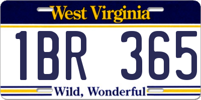 WV license plate 1BR365