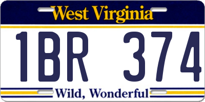 WV license plate 1BR374