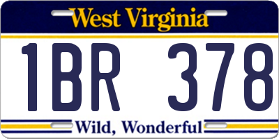 WV license plate 1BR378