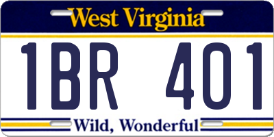 WV license plate 1BR401