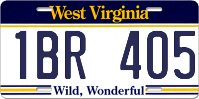 WV license plate 1BR405