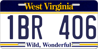 WV license plate 1BR406