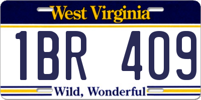 WV license plate 1BR409