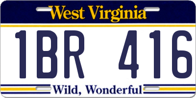 WV license plate 1BR416