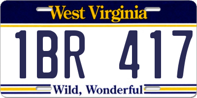 WV license plate 1BR417