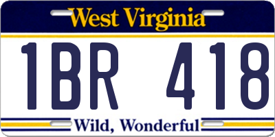 WV license plate 1BR418