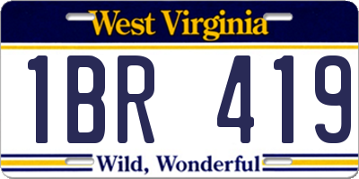 WV license plate 1BR419