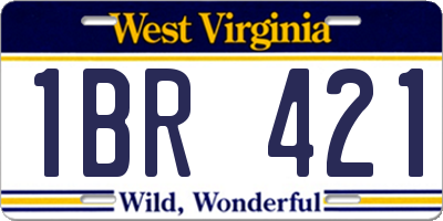 WV license plate 1BR421