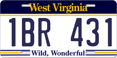 WV license plate 1BR431