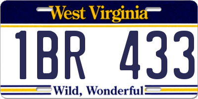 WV license plate 1BR433