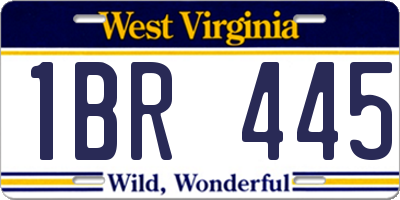 WV license plate 1BR445