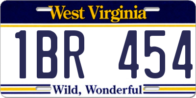 WV license plate 1BR454