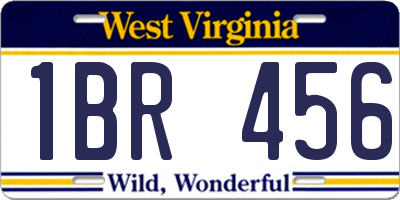 WV license plate 1BR456
