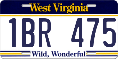 WV license plate 1BR475
