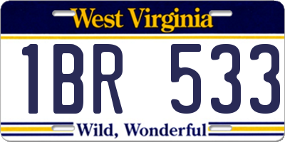 WV license plate 1BR533