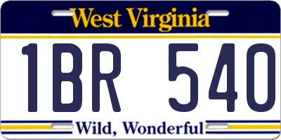 WV license plate 1BR540