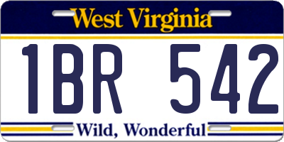 WV license plate 1BR542