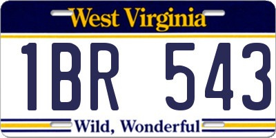 WV license plate 1BR543