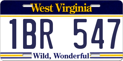 WV license plate 1BR547