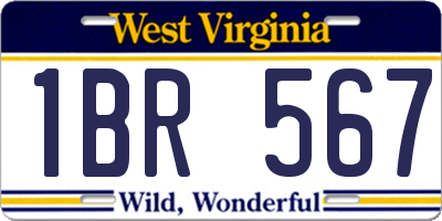 WV license plate 1BR567