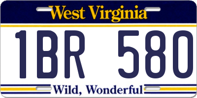 WV license plate 1BR580