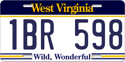 WV license plate 1BR598