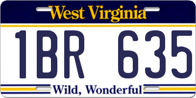 WV license plate 1BR635