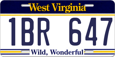 WV license plate 1BR647