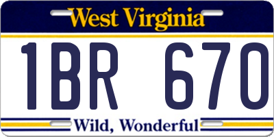 WV license plate 1BR670