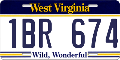 WV license plate 1BR674