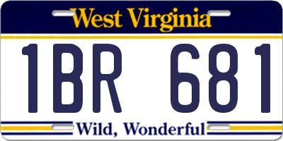 WV license plate 1BR681